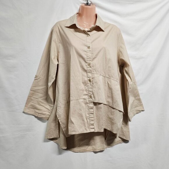 Acqua & Limone Lagenlook Layered Asymmetric Top Tunic Blouse Shirt One Size - Picture 3 of 11